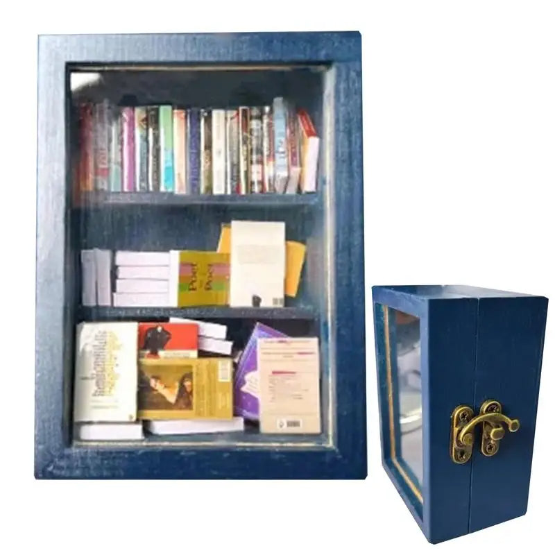 Shake Away Anxiety Bookshelf Mini Anti-Anxiety Bookshelf Ornament For Desktop Decor Stress Reliever Wooden Library Gift