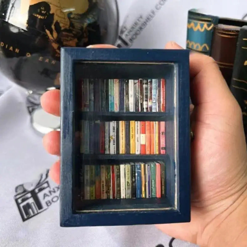 Shake Away Anxiety Bookshelf Mini Anti-Anxiety Bookshelf Ornament For Desktop Decor Stress Reliever Wooden Library Gift