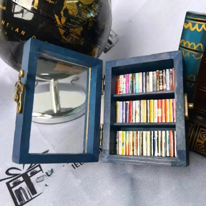 Shake Away Anxiety Bookshelf Mini Anti-Anxiety Bookshelf Ornament For Desktop Decor Stress Reliever Wooden Library Gift