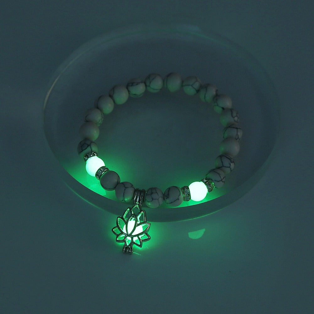 New Yoga Turquoise Glow Lotus Bracelet Multicolor Fluorescent Men's and Women's Fashion Accessories Bracelet