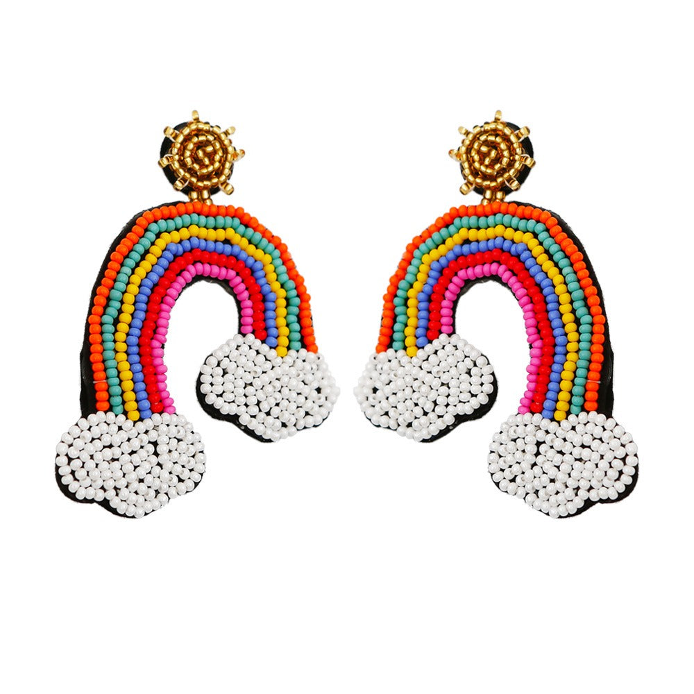 Rice Beads Tassels Earrings Bohemian Retro National Style Exaggerated Personality Creative Handmade Earrings - LiveLaughlove