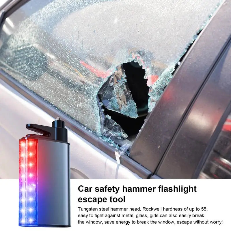 Car Safety Hammer Flashlight Car Multifunctional Window Breaker Escape Hammer Car Three-in-One Seat Belt Cutting Emergency Light