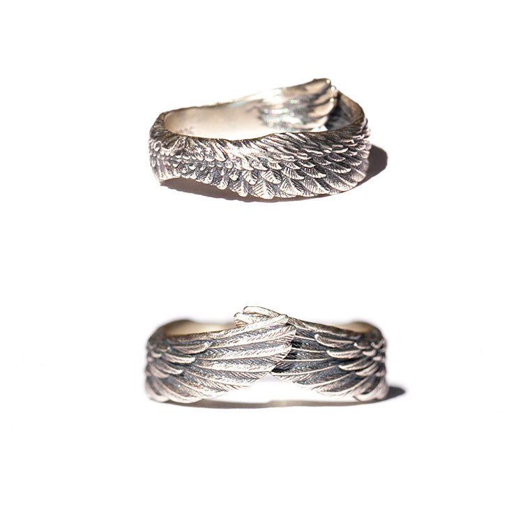 Original Design Angel A Silver plated Copper Couple's Ring for Men and Women - LiveLaughlove