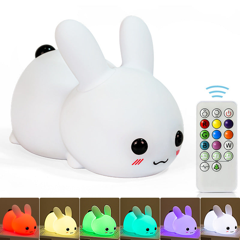 Silicone Jade Rabbit LED Night Light USB Charging Two-tone Lighting Cute Rabbit Shooting Light Children's Night Companion Sleeping Light - LiveLaughlove