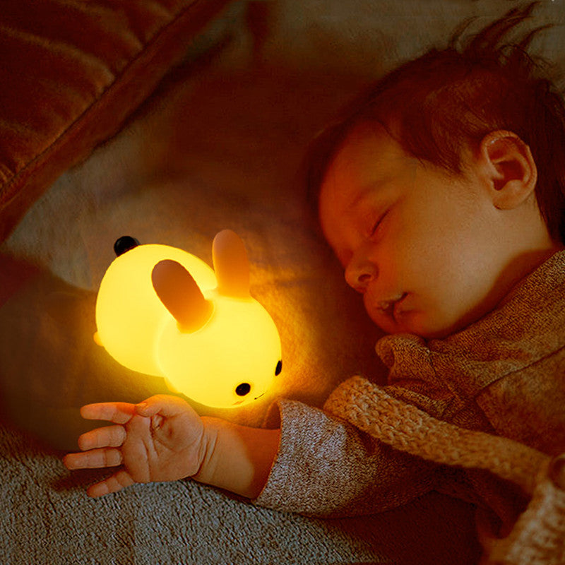 Silicone Jade Rabbit LED Night Light USB Charging Two-tone Lighting Cute Rabbit Shooting Light Children's Night Companion Sleeping Light - LiveLaughlove