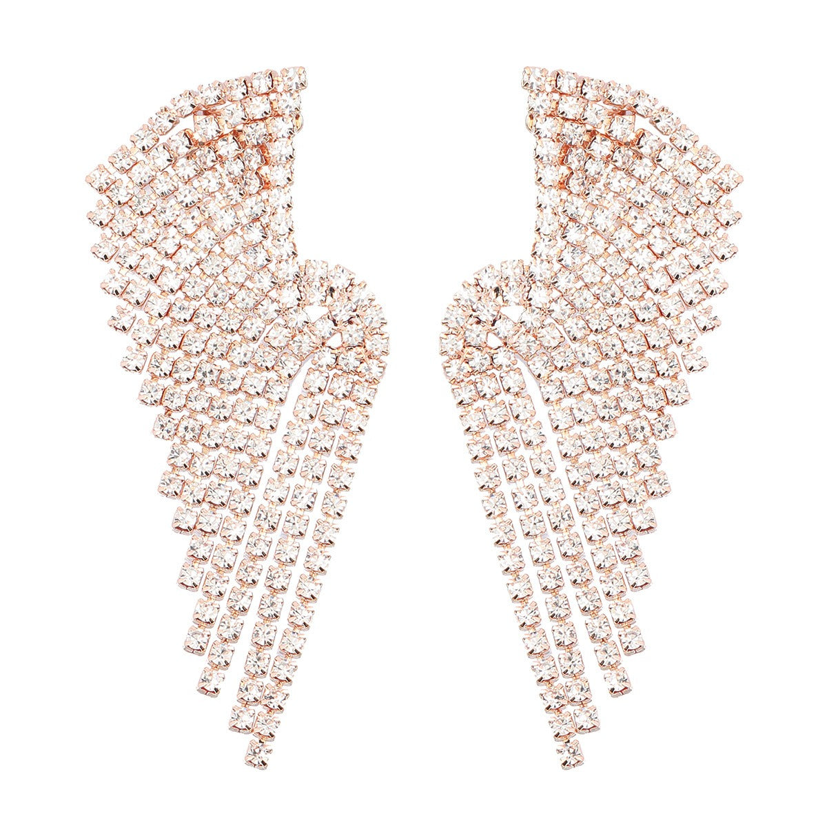 Super Flash Claw Chain Series Alloy Diamond Inlaid Rhinestone Tassel Wing Earrings - LiveLaughlove