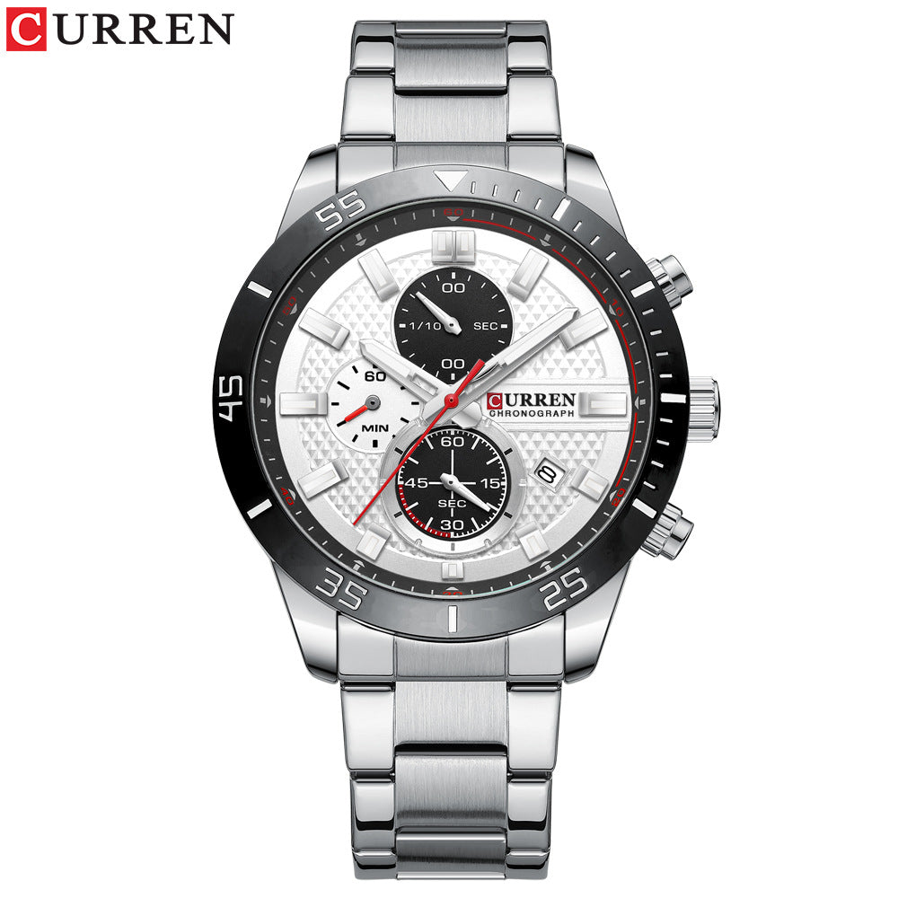 Men's Watches Calendar Men's Watches Six Hands Steel Band Watches Business Watches - LiveLaughlove