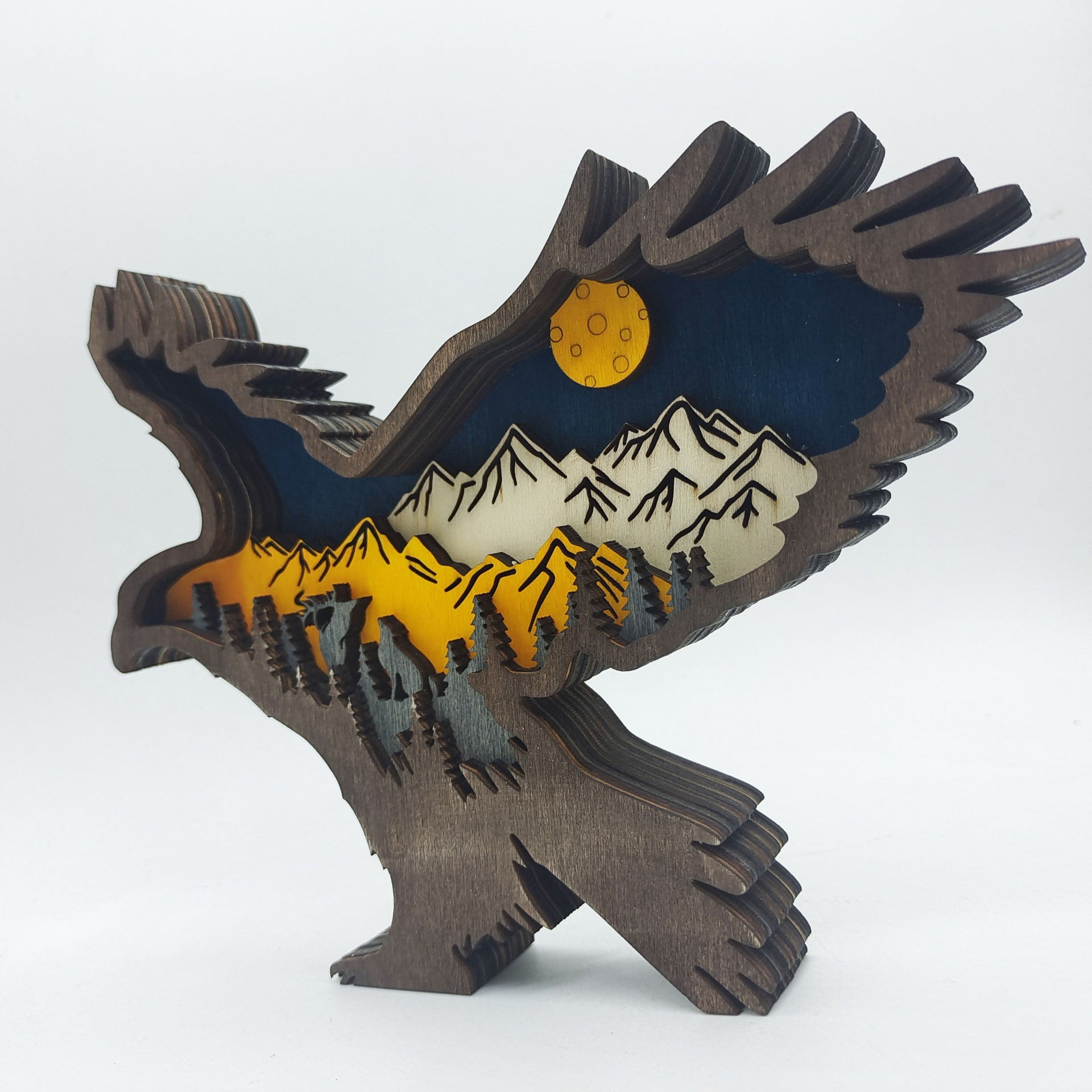 New Wooden Carved Animal Crafts Creativity Home Desktop Decoration Multilayer Carved Wooden Ornaments - LiveLaughlove