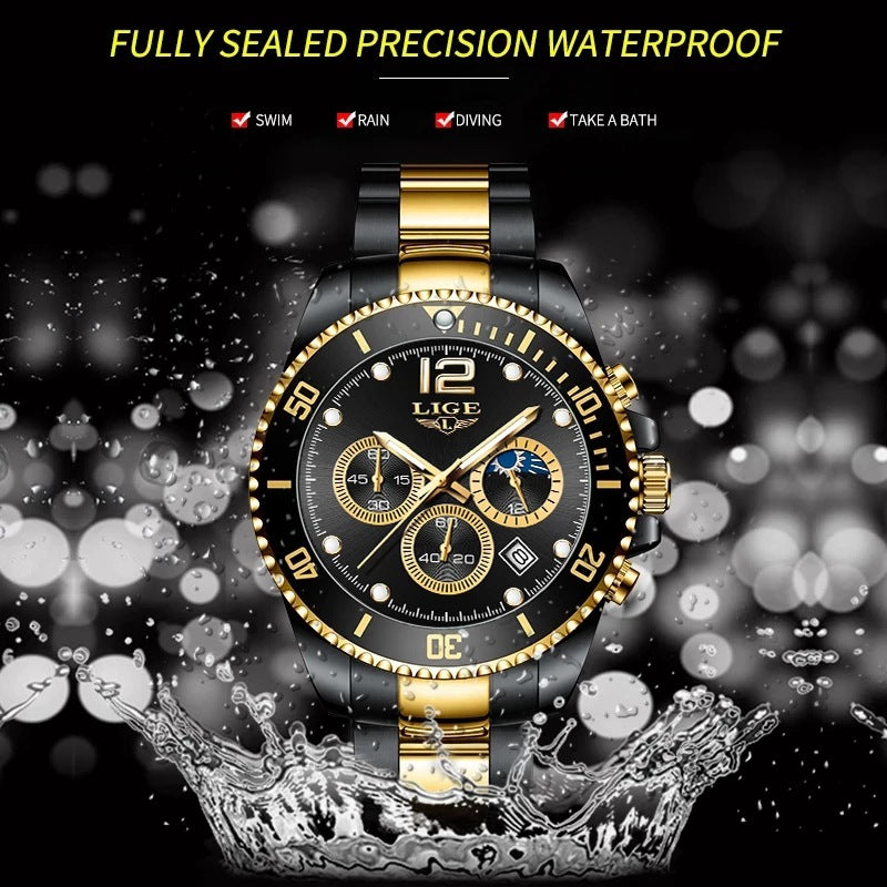 New Quartz Watch Men's Sports Waterproof Watch Multifunctional Chronograph - LiveLaughlove