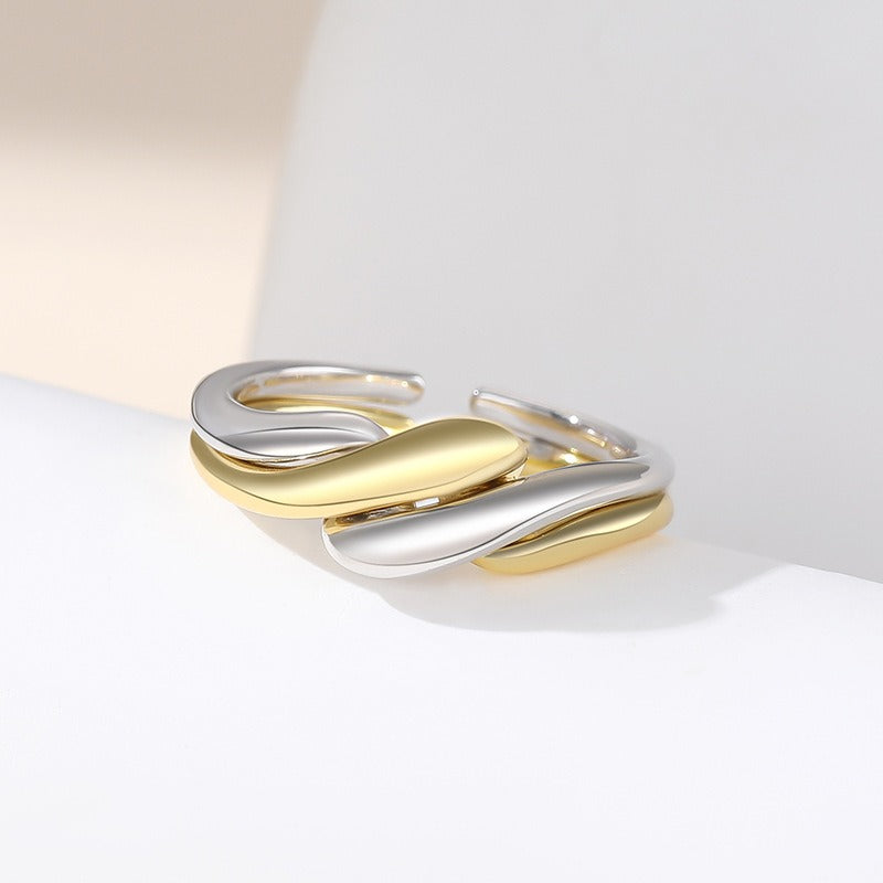 Silver Ring - Women's Water Ripple - Open Combination - Simple Style Jewelry - LiveLaughlove