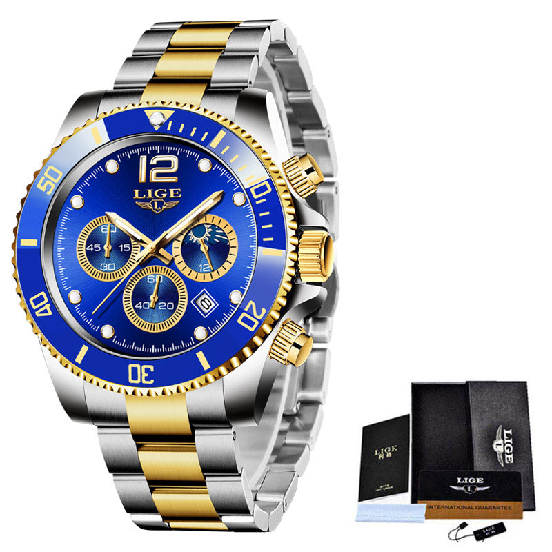 New Quartz Watch Men's Sports Waterproof Watch Multifunctional Chronograph - LiveLaughlove