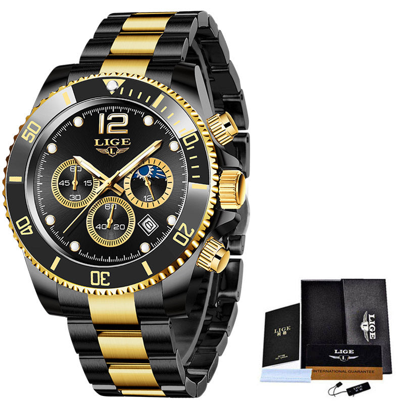 New Quartz Watch Men's Sports Waterproof Watch Multifunctional Chronograph - LiveLaughlove