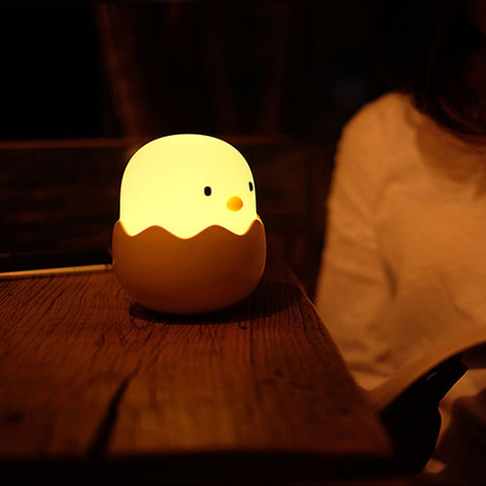 Eggshell Chicken Emotional Silicone Night Light LED Charging Intelligent Induction Children's Bedside Lamp Eggshell Small Table Lamp - LiveLaughlove
