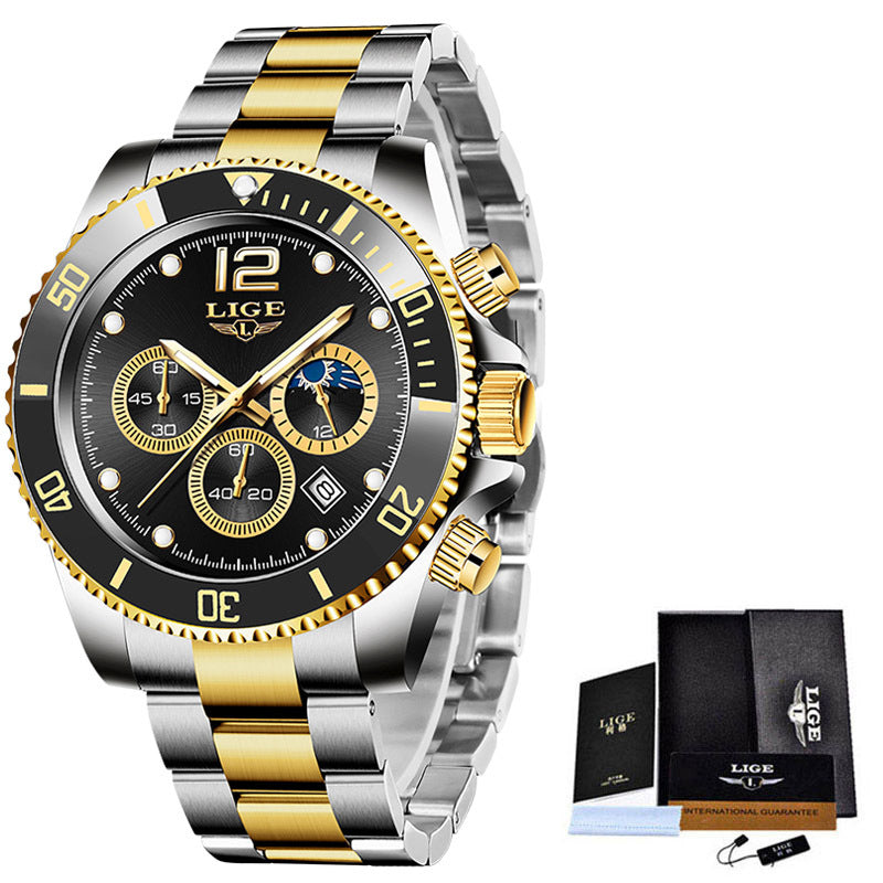 New Quartz Watch Men's Sports Waterproof Watch Multifunctional Chronograph - LiveLaughlove