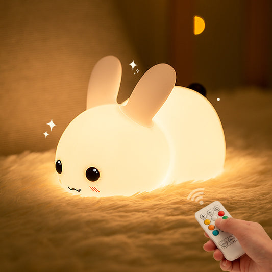 Silicone Jade Rabbit LED Night Light USB Charging Two-tone Lighting Cute Rabbit Shooting Light Children's Night Companion Sleeping Light - LiveLaughlove