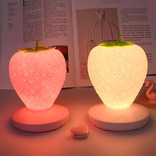 Creative Home Strawberry Night Light USB Rechargeable Bedside Decoration Atmosphere Light Novel And Peculiar Led Silicone Eye Protection Table Lamp - LiveLaughlove