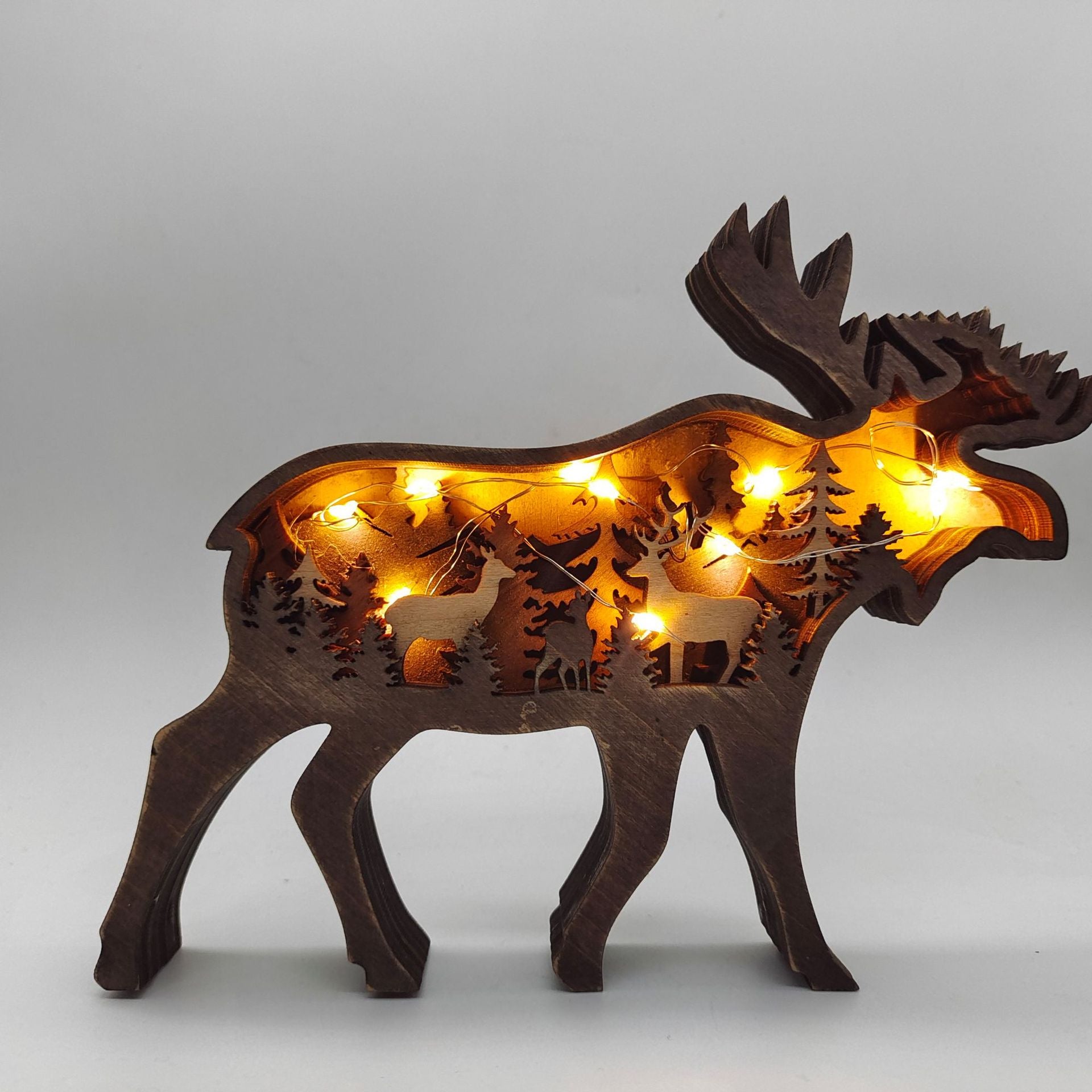 New Wooden Carved Animal Crafts Creativity Home Desktop Decoration Multilayer Carved Wooden Ornaments - LiveLaughlove
