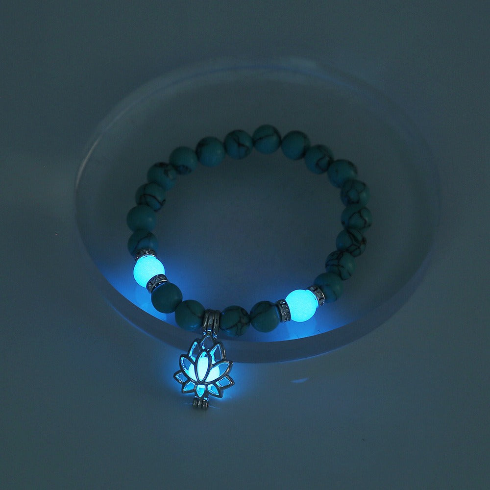 New Yoga Turquoise Glow Lotus Bracelet Multicolor Fluorescent Men's and Women's Fashion Accessories Bracelet