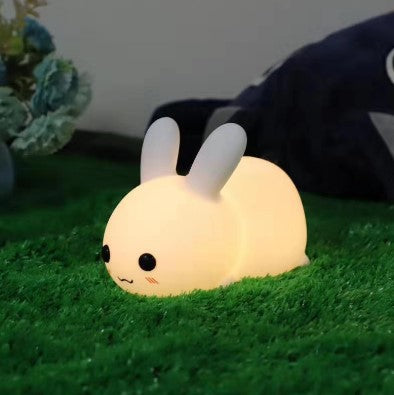 Silicone Jade Rabbit LED Night Light USB Charging Two-tone Lighting Cute Rabbit Shooting Light Children's Night Companion Sleeping Light - LiveLaughlove