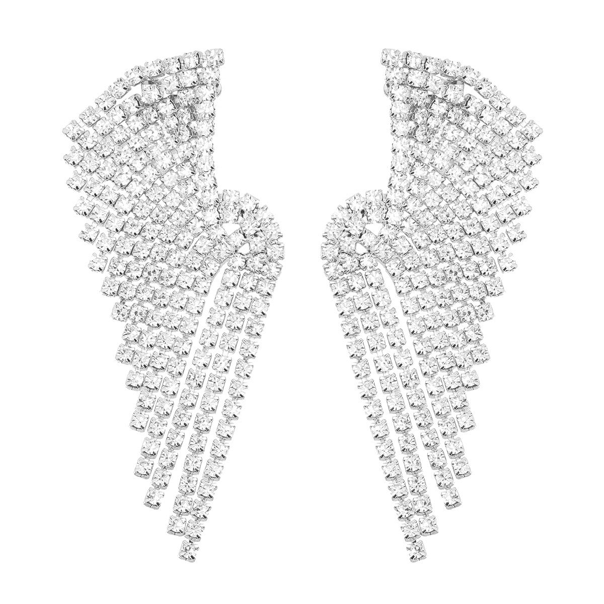 Super Flash Claw Chain Series Alloy Diamond Inlaid Rhinestone Tassel Wing Earrings - LiveLaughlove