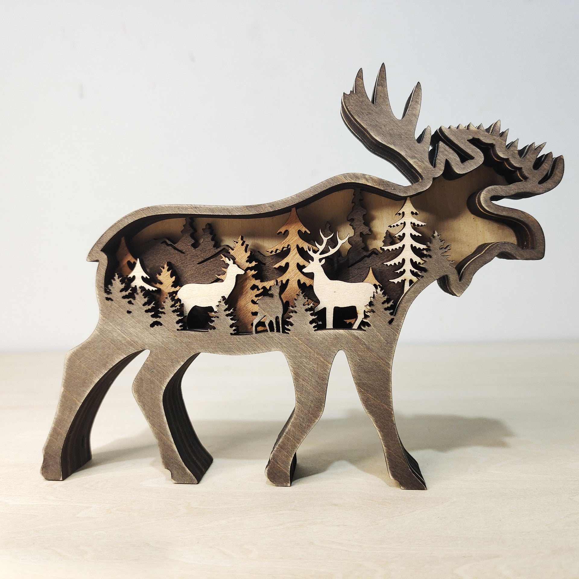 New Wooden Carved Animal Crafts Creativity Home Desktop Decoration Multilayer Carved Wooden Ornaments - LiveLaughlove