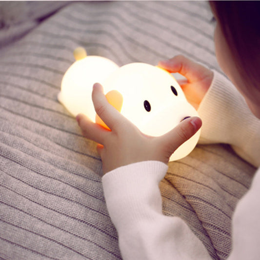 New And Peculiar Stupid Led Silicone Night Light USB Charging Timing Atmosphere Light Children's Bedside Smart Pat Light - LiveLaughlove