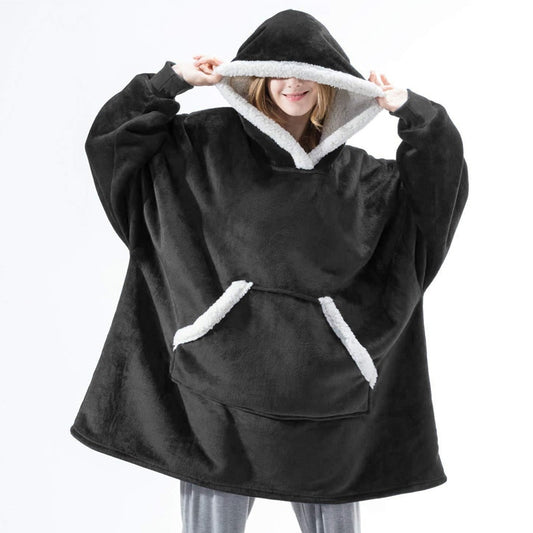 Winter Warm Fleece Wearable Hooded Blanket Fluffy TV Blanket Hoodie - LiveLaughlove