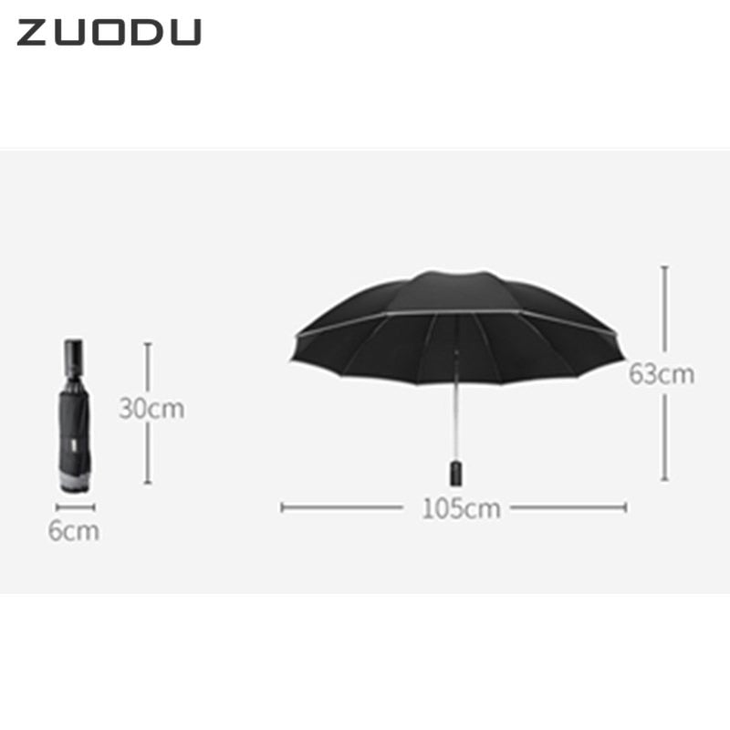 ZUODU Automatic Umbrella Men LED Windproof Reverse Folding Business Umbrella Rain Men Car Automatic Reverse Umbrellas Strong U5B - LiveLaughlove